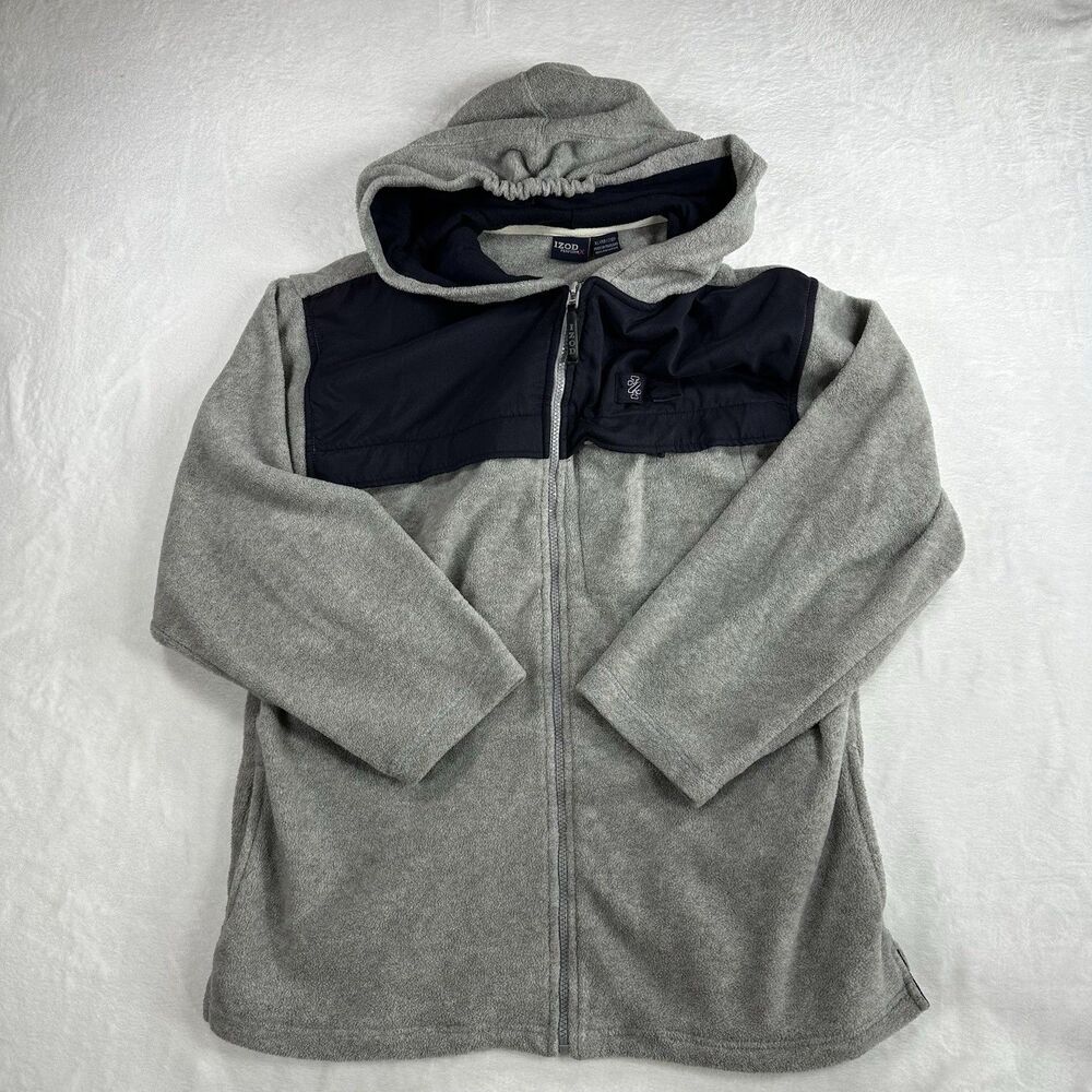 Izod PerformX Boys XL 18/20 Fleece Jacket Hoodie Gray Full Zip Lightweight